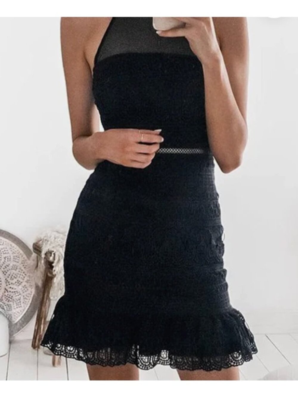 Two Sisters Vicky Sleeveless Halter Bodycon Mini Dress Black Women's US 2 XS